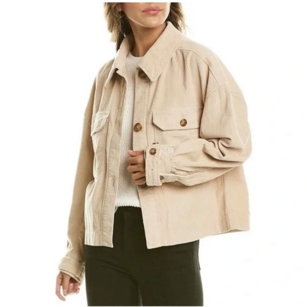 Avec Les Filles cropped corduroy shacket